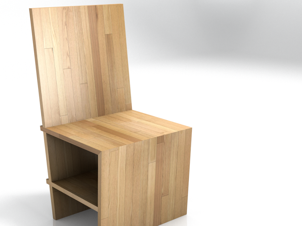 Plywood box chair render