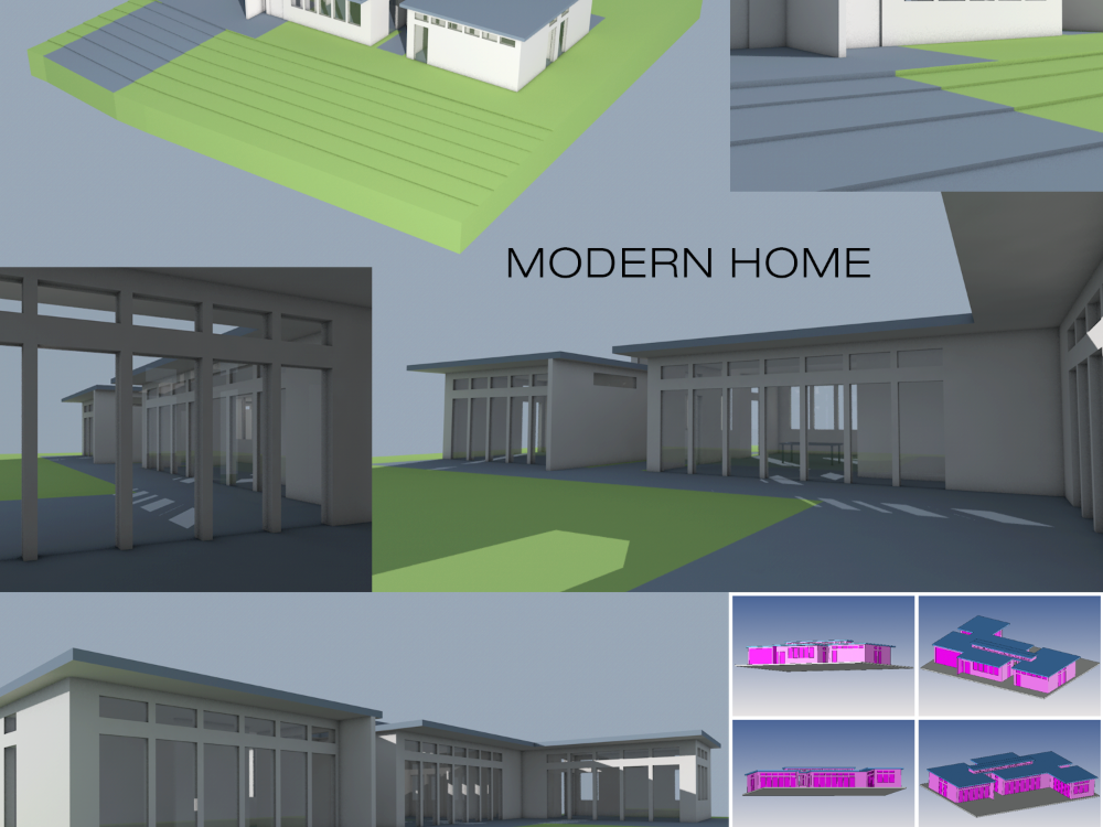 Modern single-storey home drawn in CAD
