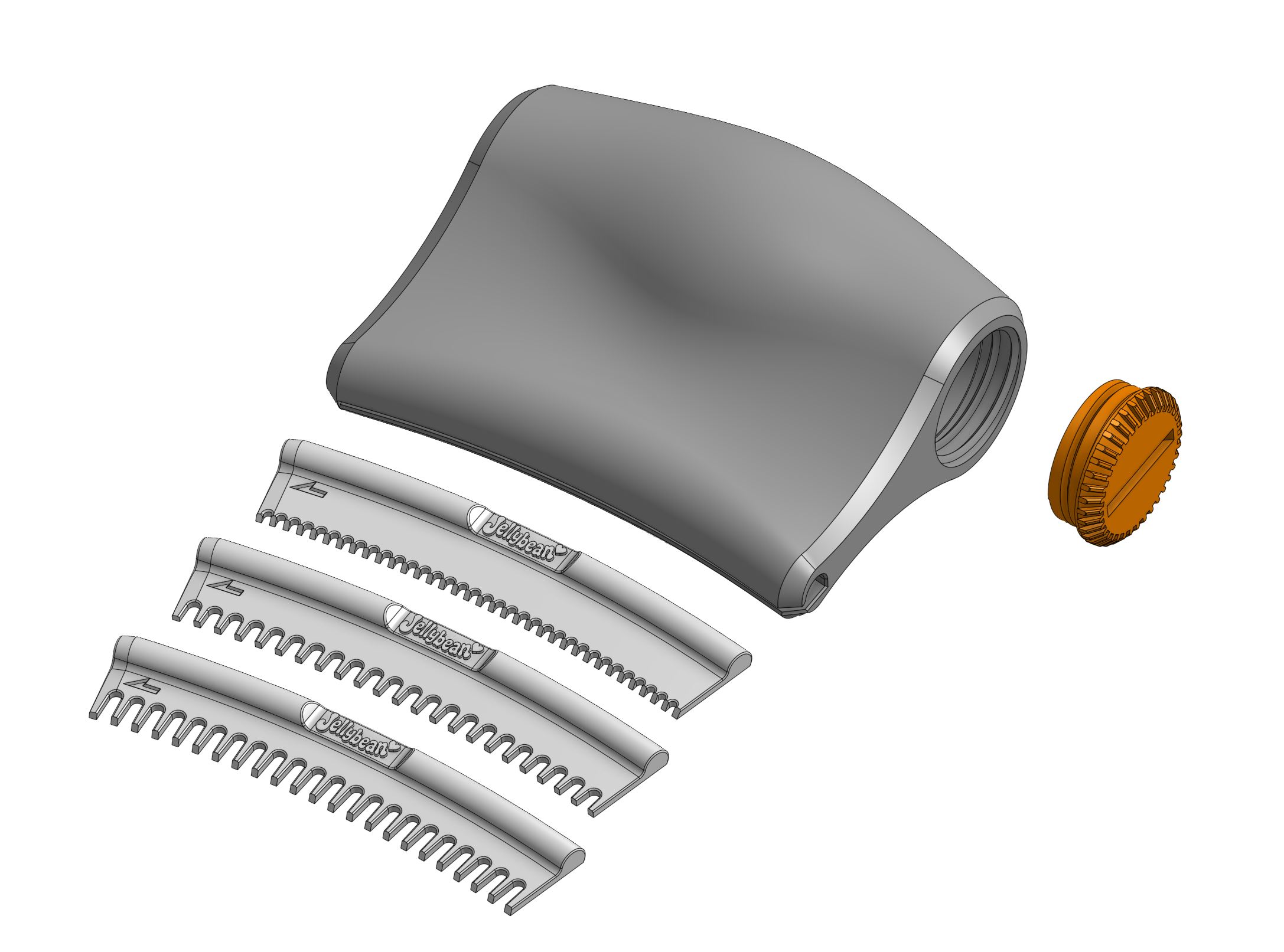 Housing with three interchangeable comb attachments