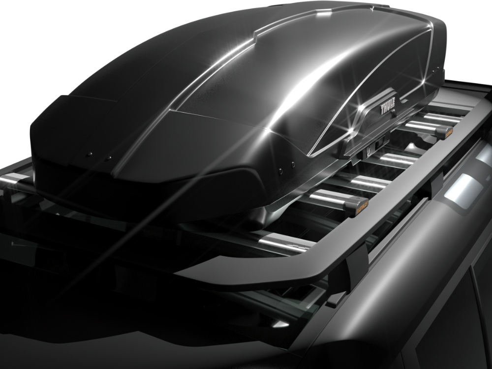 Roof rack riser, bars and box on a Defender