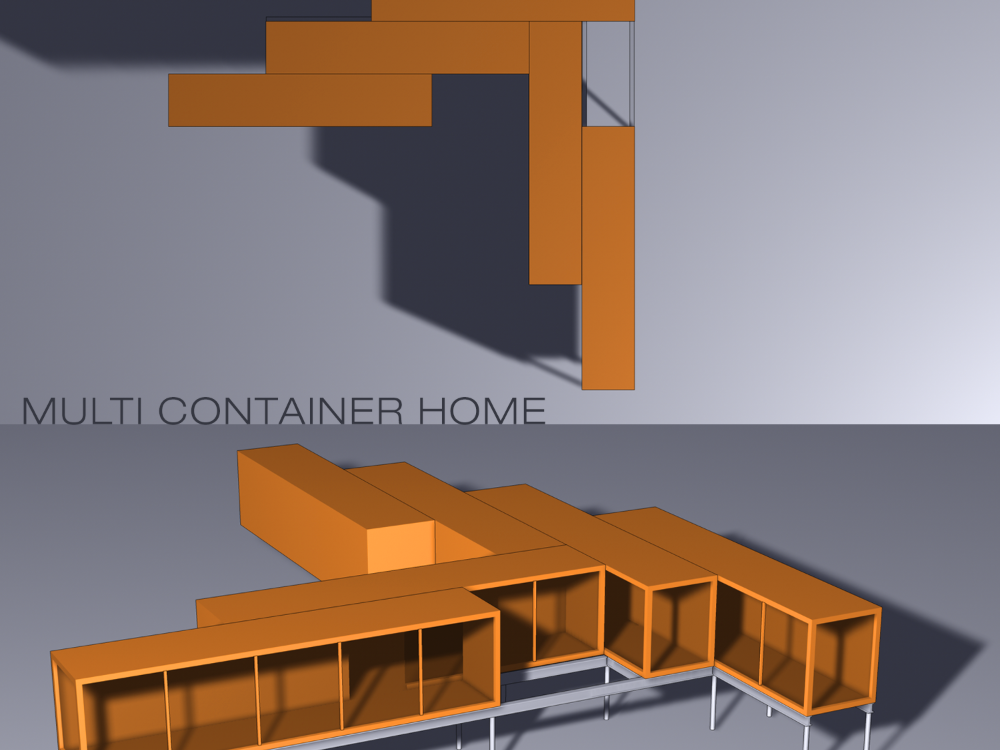 Multi-unit home assembled from stacked shipping containers