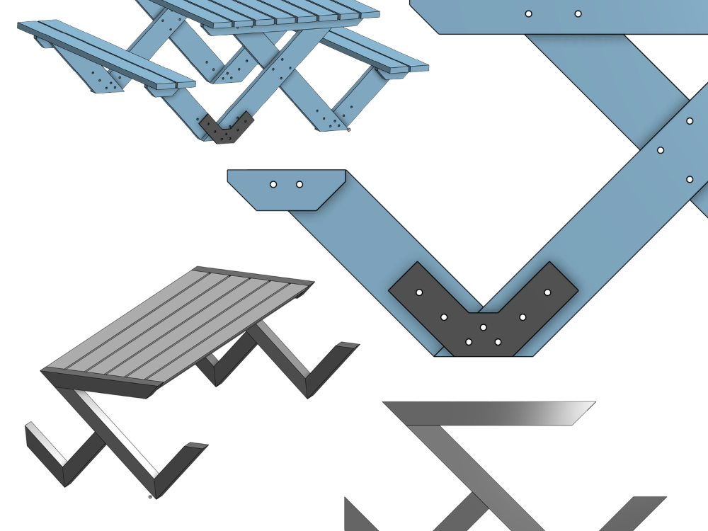 Picnic table concept with integrated bench frame