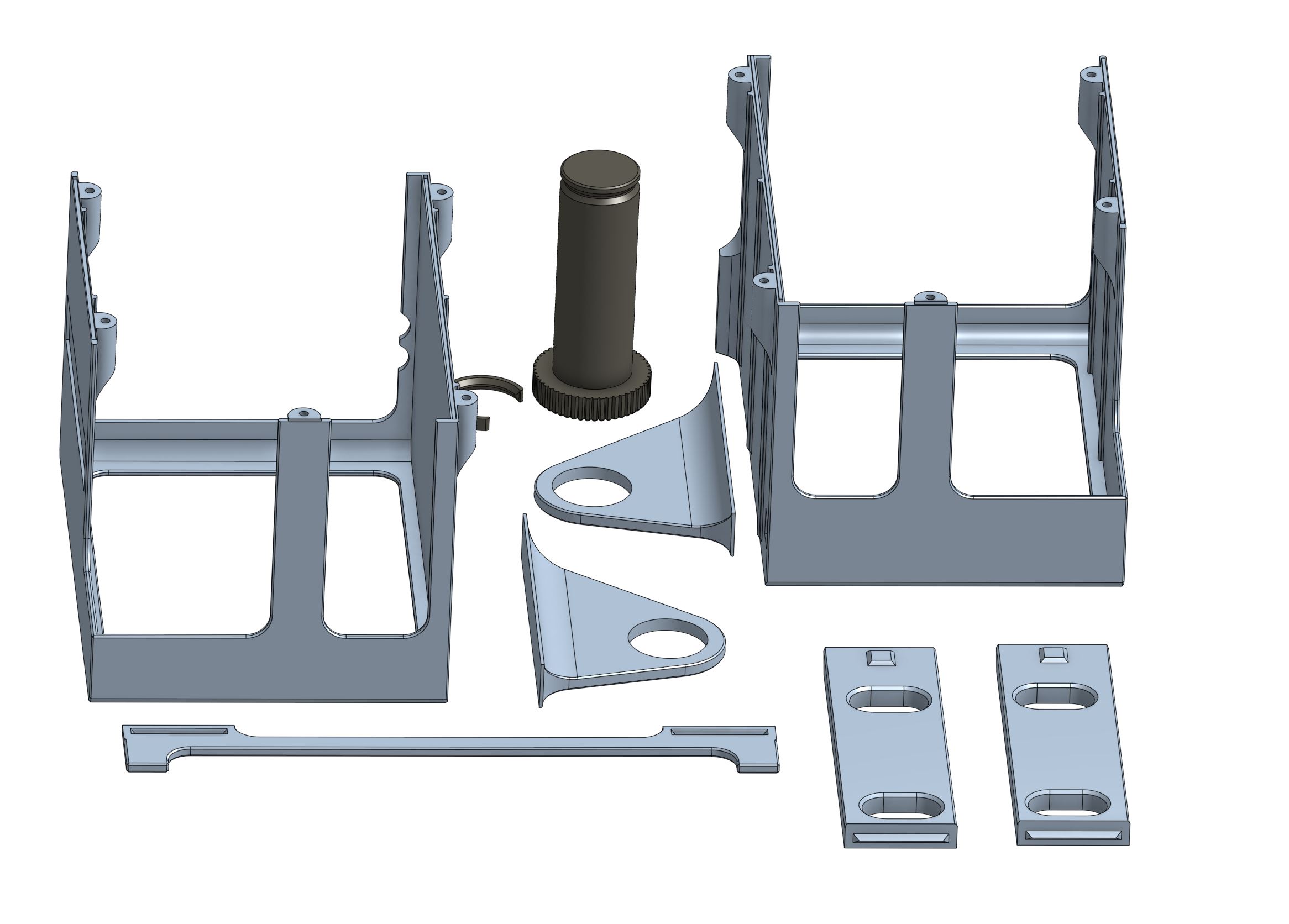 Printer stand broken into its printed parts