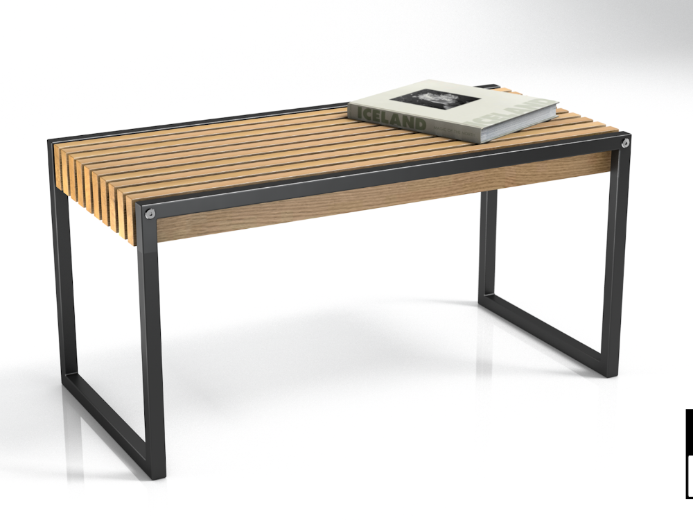 Black slat bridge table render